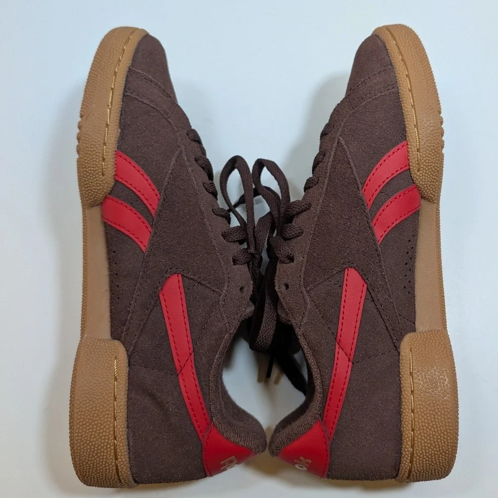 Reebok Club C 85 Brown Red Suede Gum‎ Sole Low Top Womens 6 Skater Sporty Urban